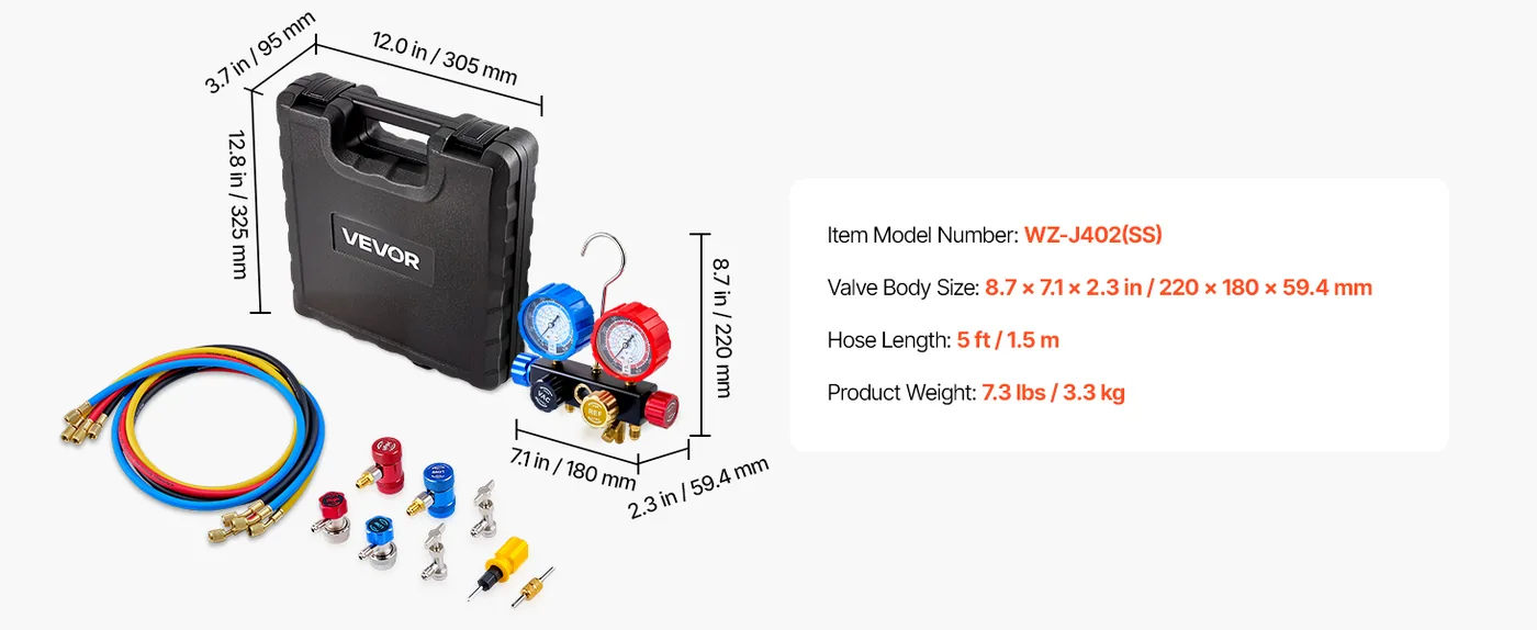 VEVOR 4 way AC manifold gauge set in carry case