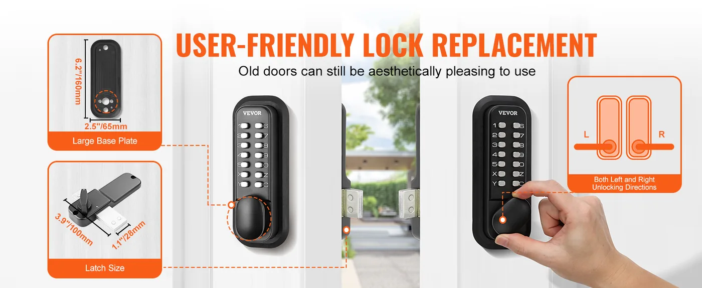 VEVOR Mechanical Keyless Entry Door Lock Black Knob Single-s feature 2