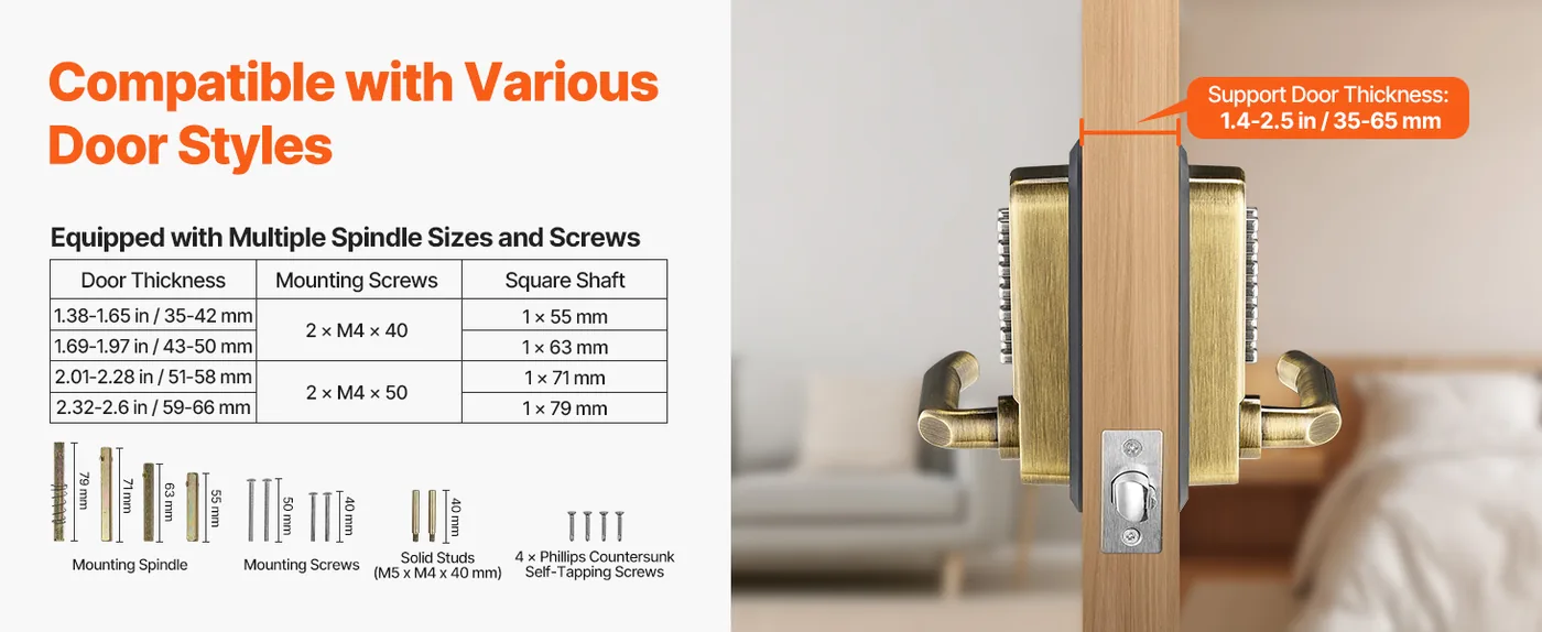 VEVOR Mechanical Keyless Entry Door Lock Oil Rubbed Bronze feature 1