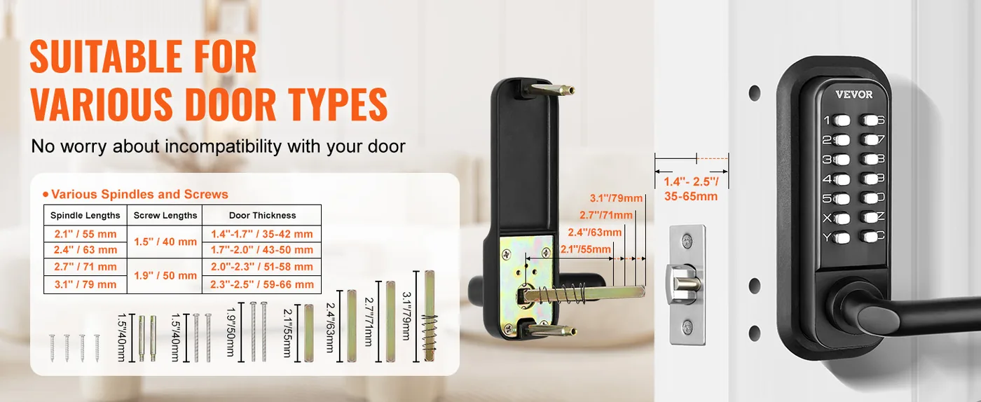 VEVOR Mechanical Keyless Entry Door Lock Black Handle Single feature 1