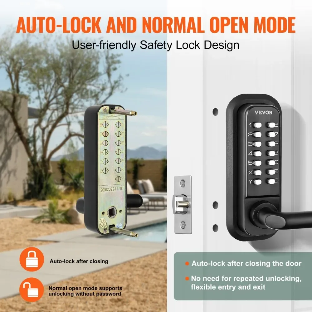 VEVOR Mechanical Keyless Entry Door Lock Black Handle Double product image 3