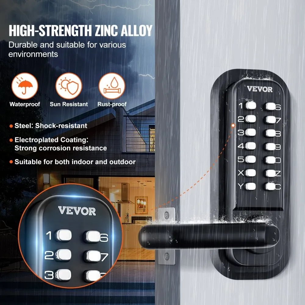 VEVOR Mechanical Keyless Entry Door Lock Black Handle Double product image 8