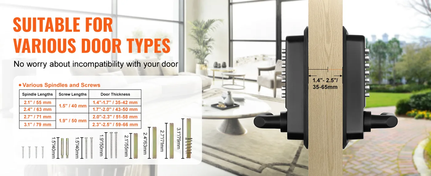 VEVOR Mechanical Keyless Entry Door Lock Black Handle Double feature 2