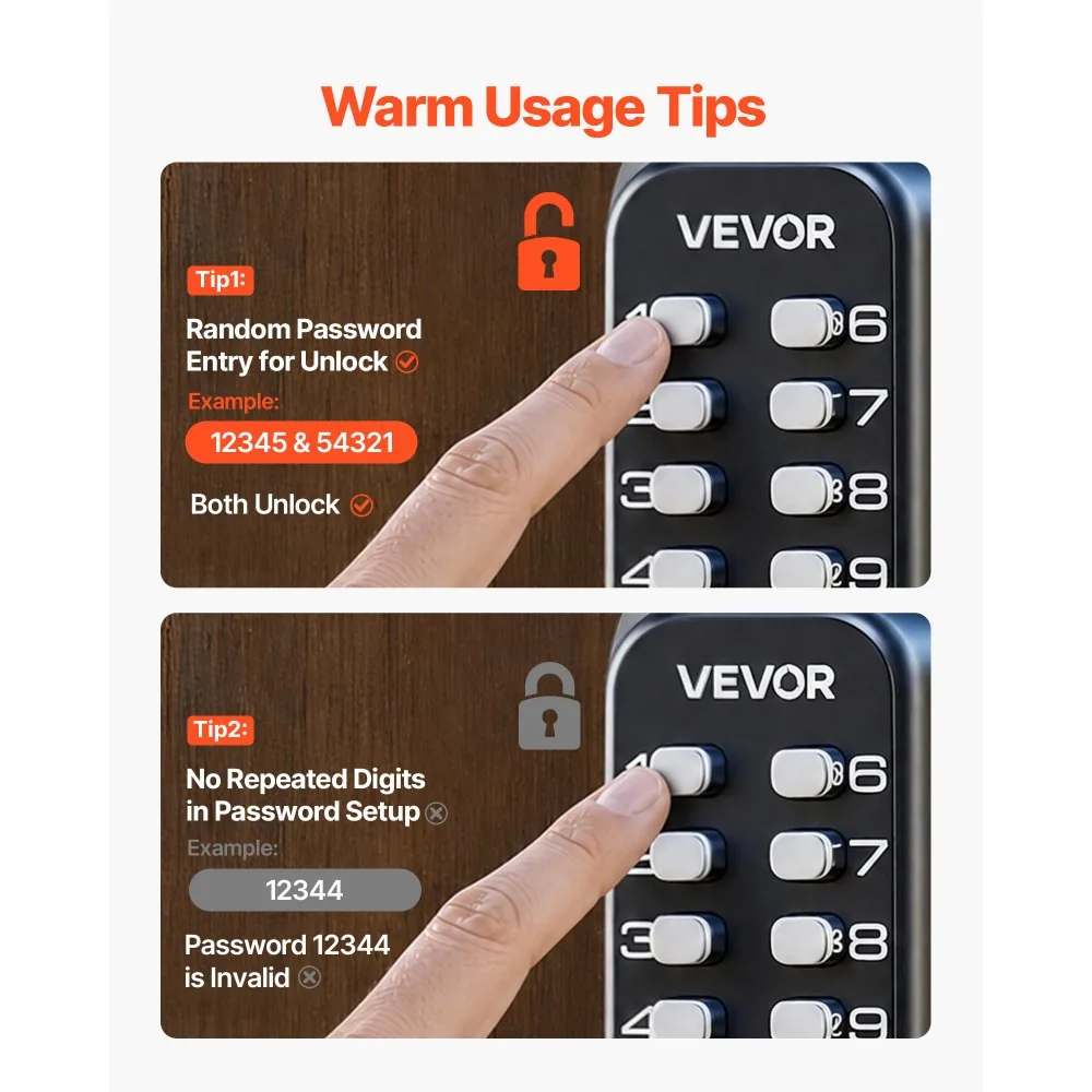 VEVOR Mechanical Keyless Entry Door Lock Silver Handle Doubl product image 6