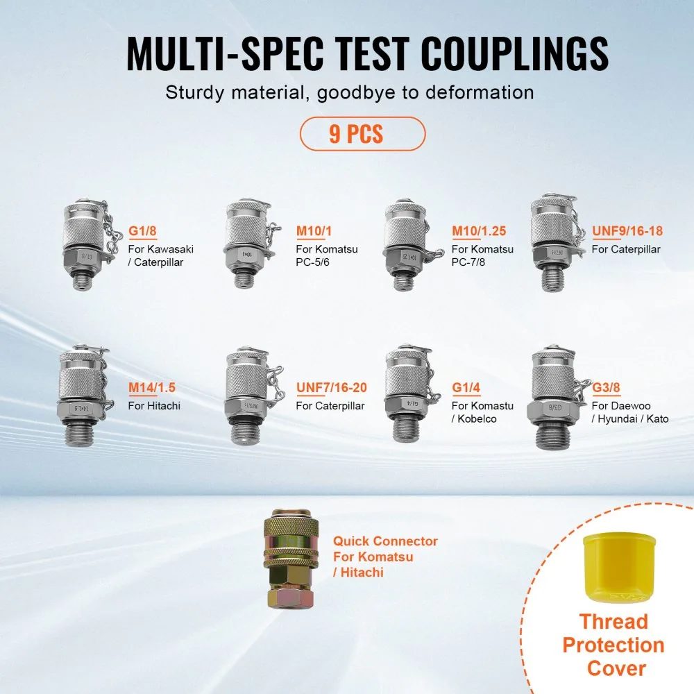 VEVOR Hydraulic Pressure Test Kit 3 Heads 9 PCS product image 4