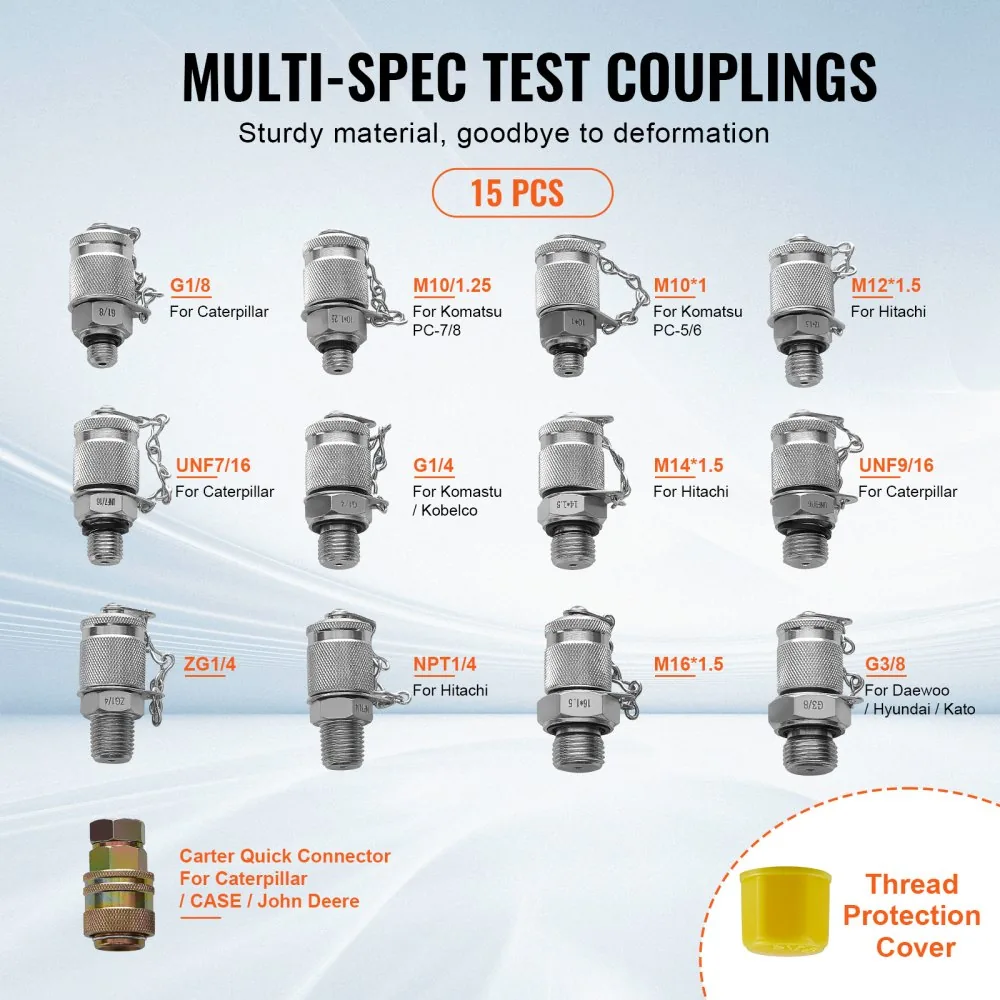 VEVOR Hydraulic Pressure Test Kit 3 Heads 13 PCS product image 4