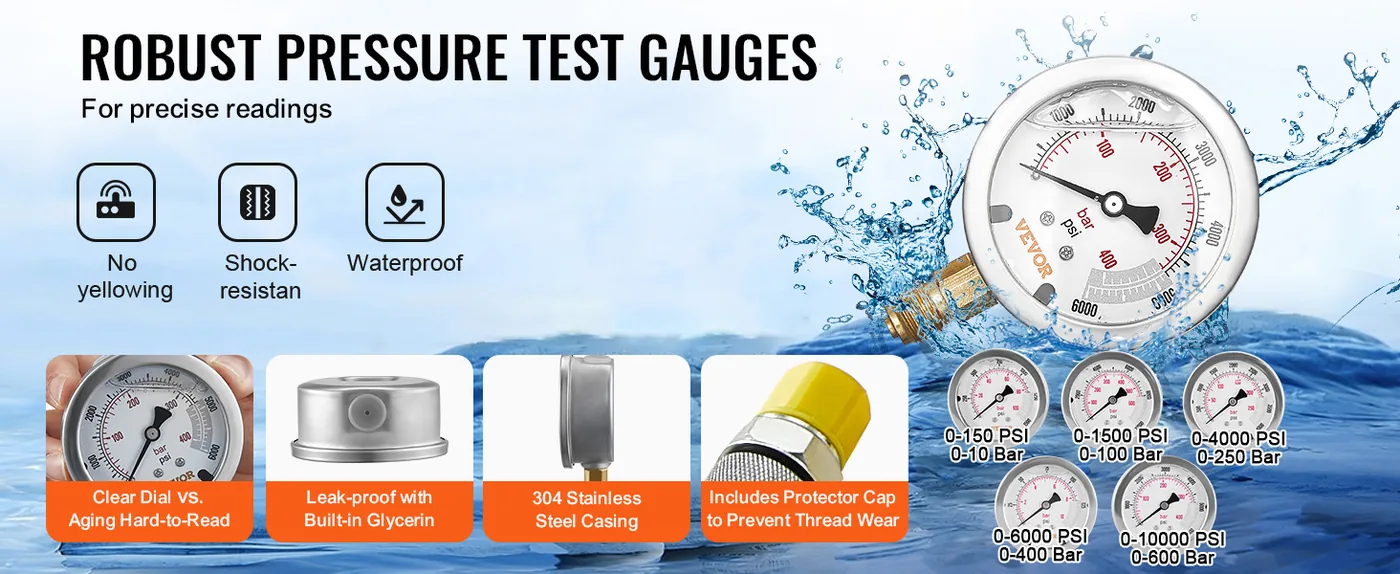 VEVOR Hydraulic Pressure Test Kit 3 Heads 13 PCS feature 1