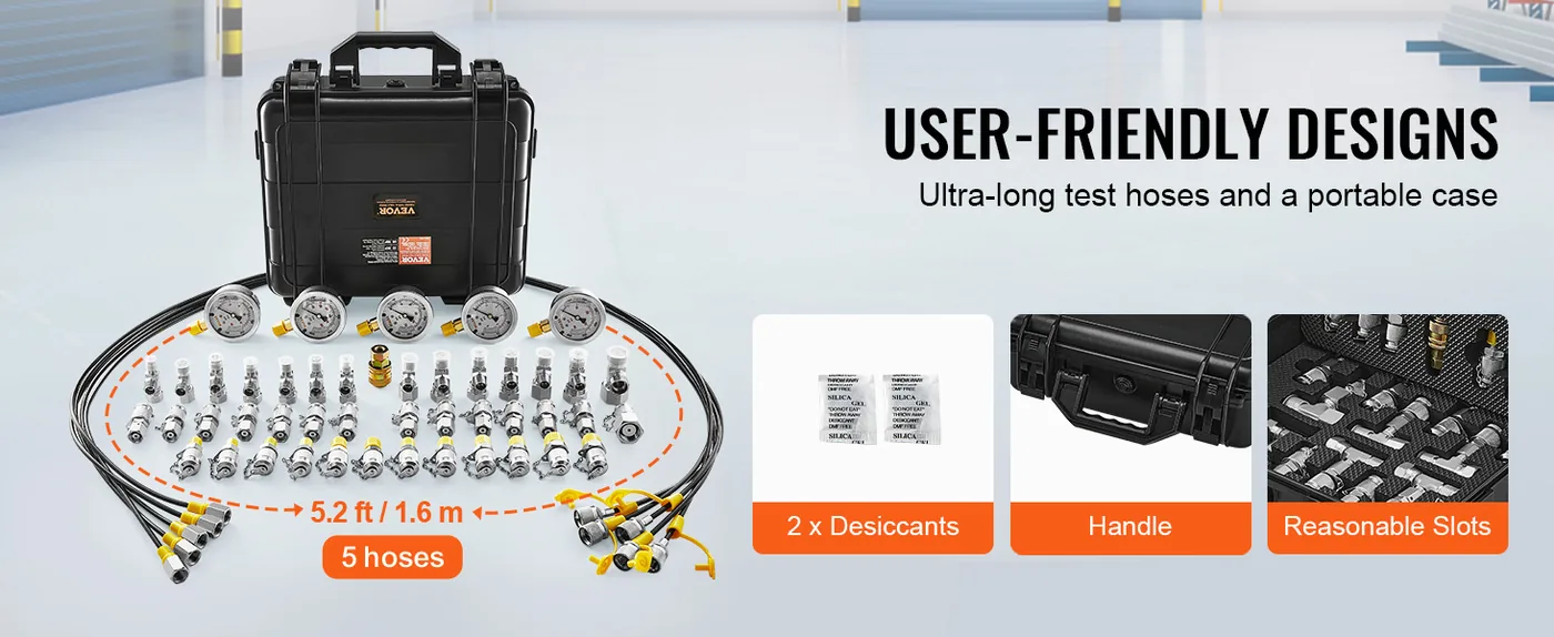 VEVOR Hydraulic Pressure Test Kit 3 Heads 13 PCS feature 3
