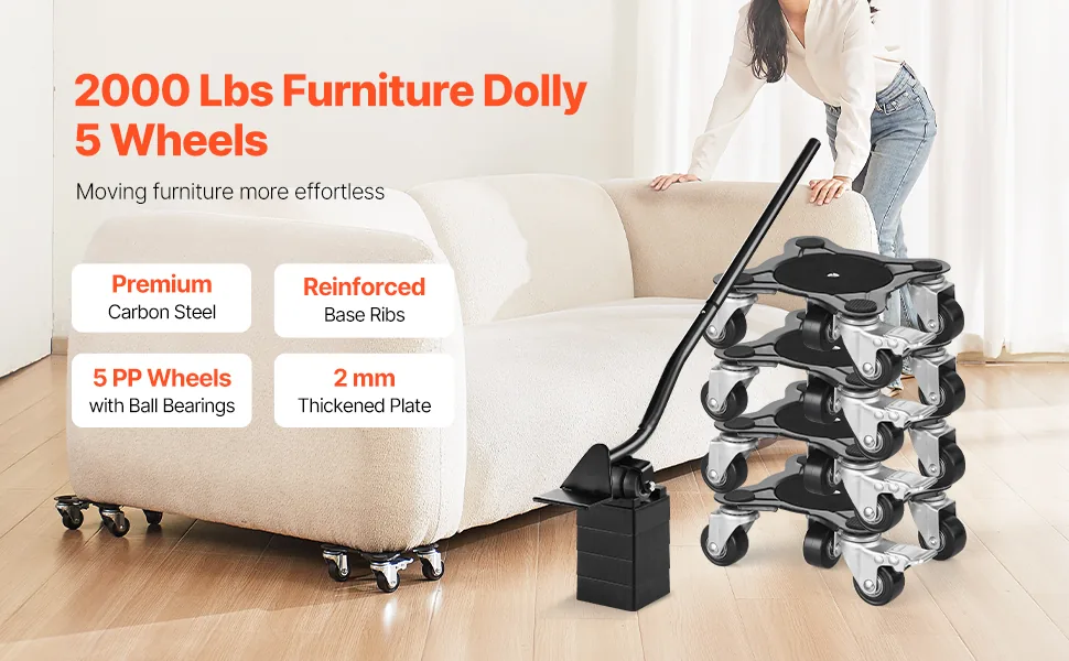 VEVOR Furniture Dolly 6.3*6.3inch 5 Wheels overview