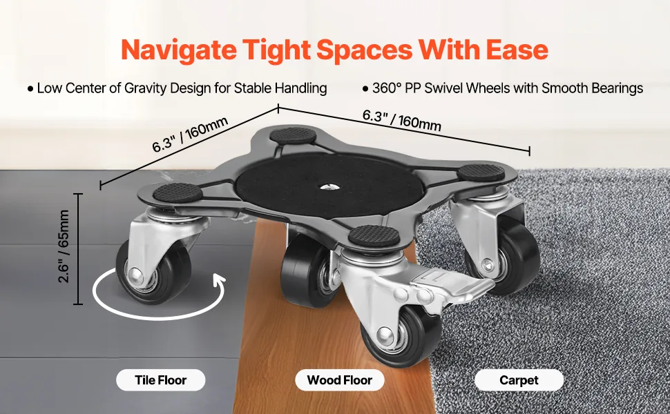 VEVOR Furniture Dolly 6.3*6.3inch 5 Wheels feature 1