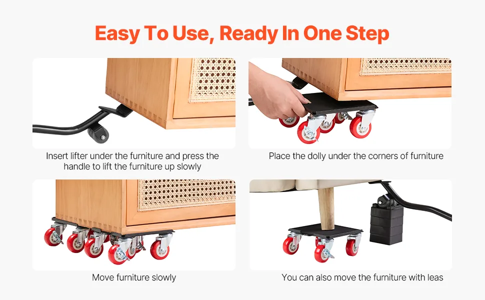 VEVOR Furniture Dolly 6.5*6.9inch 5 Wheels feature 3