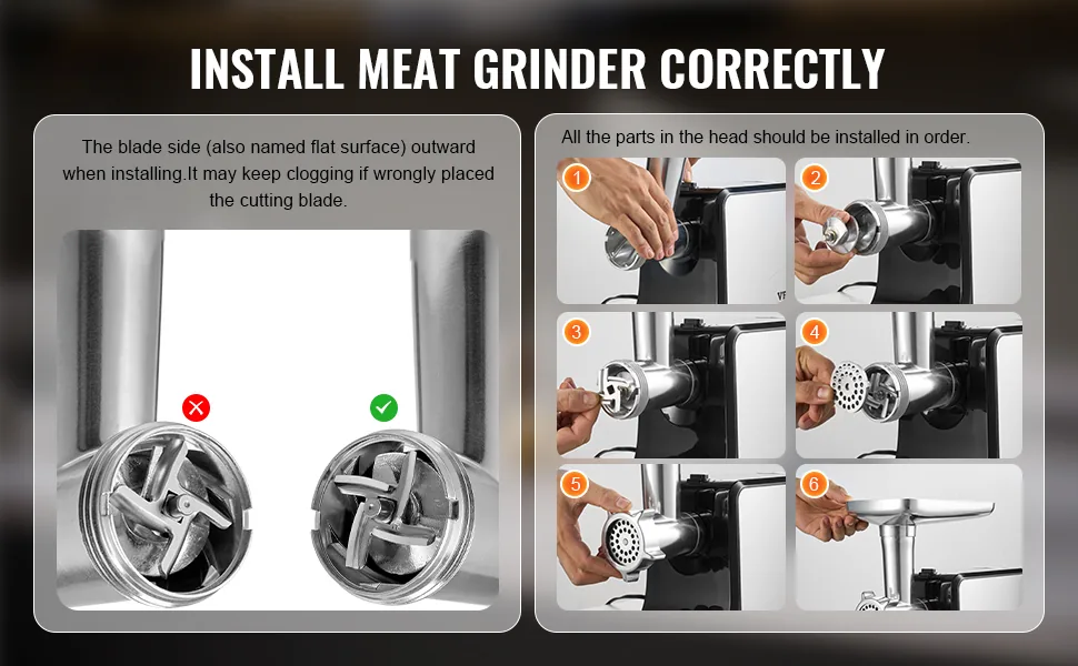 VEVOR Meat Grinder Stainless Steel + Plastic 3 Accessories feature 1