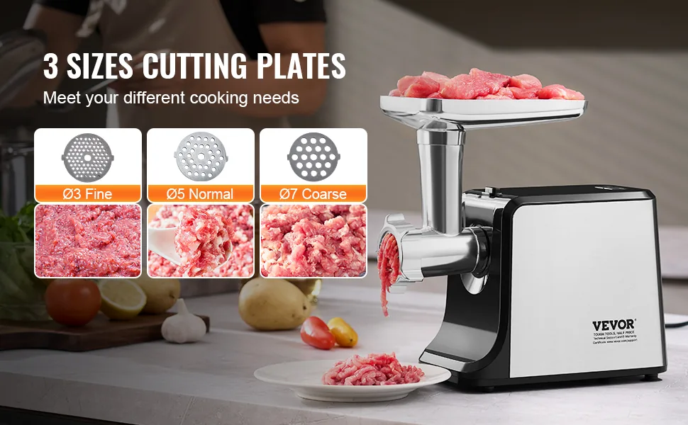 VEVOR Meat Grinder Stainless Steel + Plastic 6 Accessories feature 2