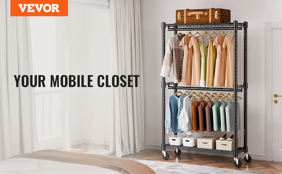 VEVOR Heavy Duty Clothes Rack 2 hanging 2 layers 36 inch overview