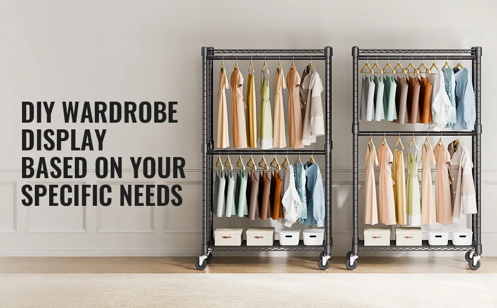 VEVOR Heavy Duty Clothes Rack 2 hanging 2 layers 36 inch feature 1