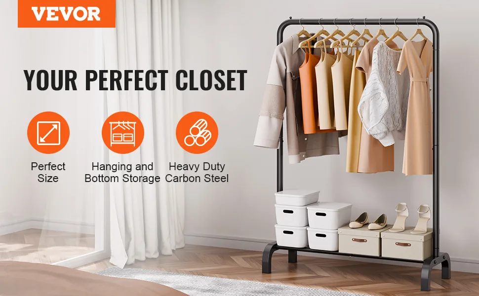 VEVOR Clothes Rack 1 hanging and 1 layer 39.8 inch overview