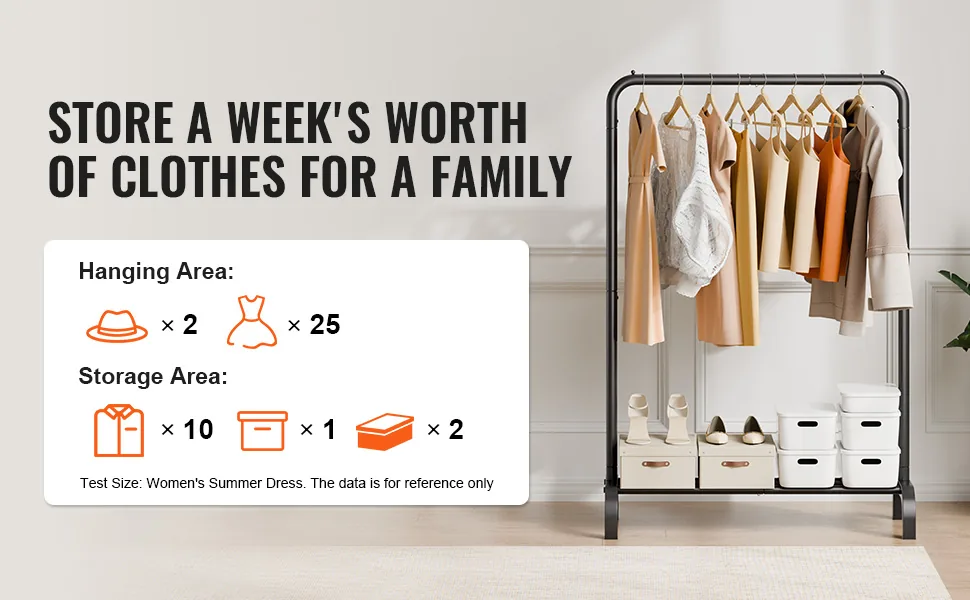 VEVOR Clothes Rack 1 hanging and 1 layer 39.8 inch feature 1