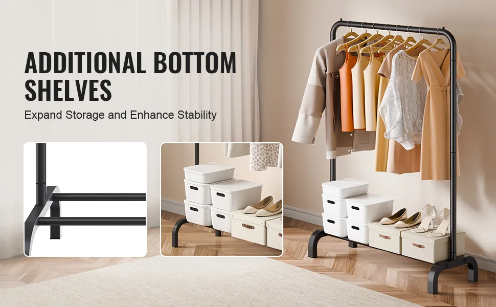 VEVOR Clothes Rack 1 hanging and 1 layer 39.8 inch feature 2