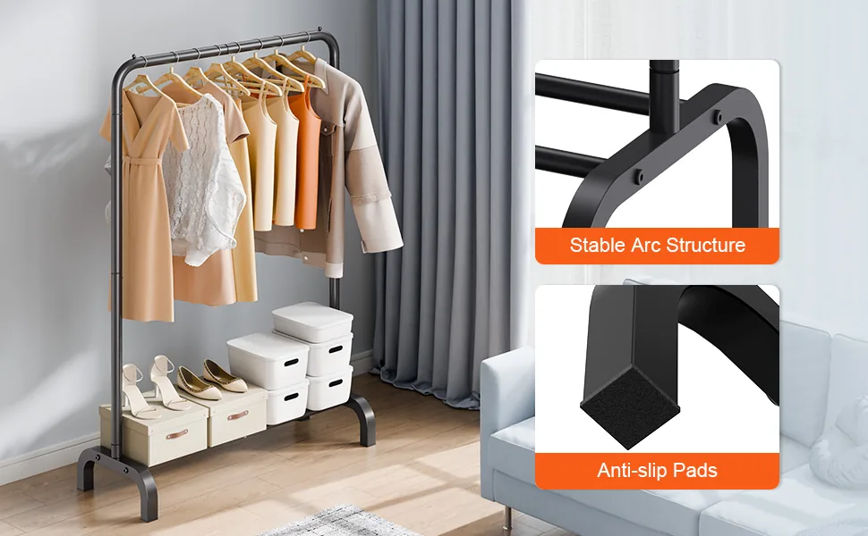 VEVOR Clothes Rack 1 hanging and 1 layer 39.8 inch feature 4