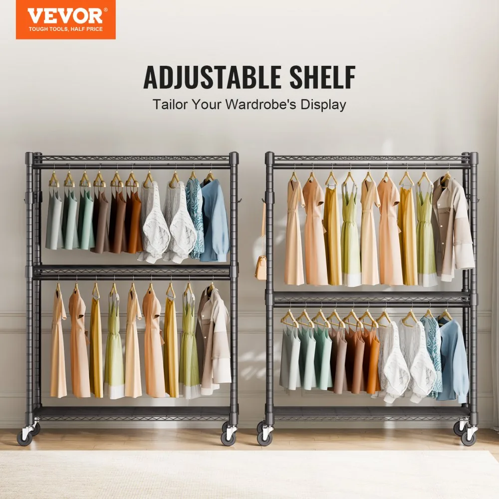 VEVOR Heavy Duty Clothes Rack 2 hanging and 3 layers 45.7 in product image 2