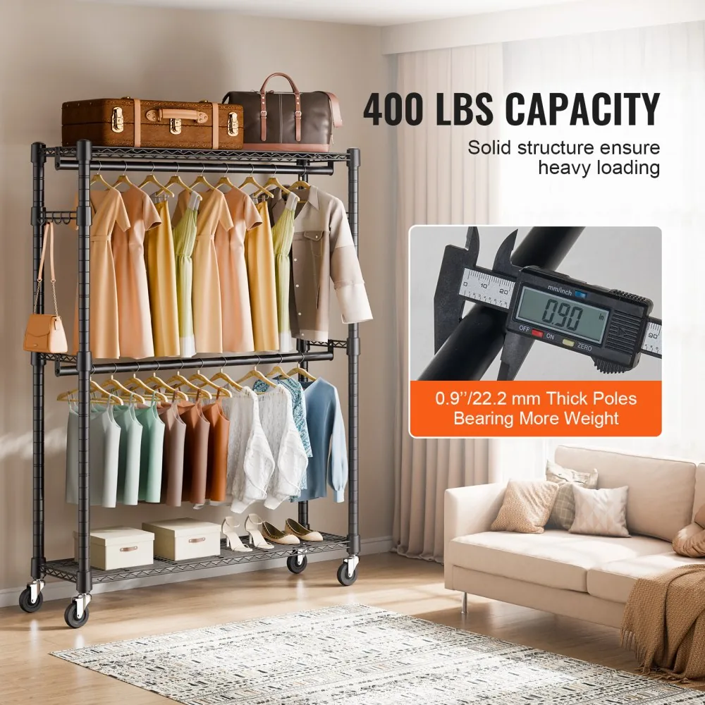 VEVOR Heavy Duty Clothes Rack 2 hanging and 3 layers 45.7 in product image 3
