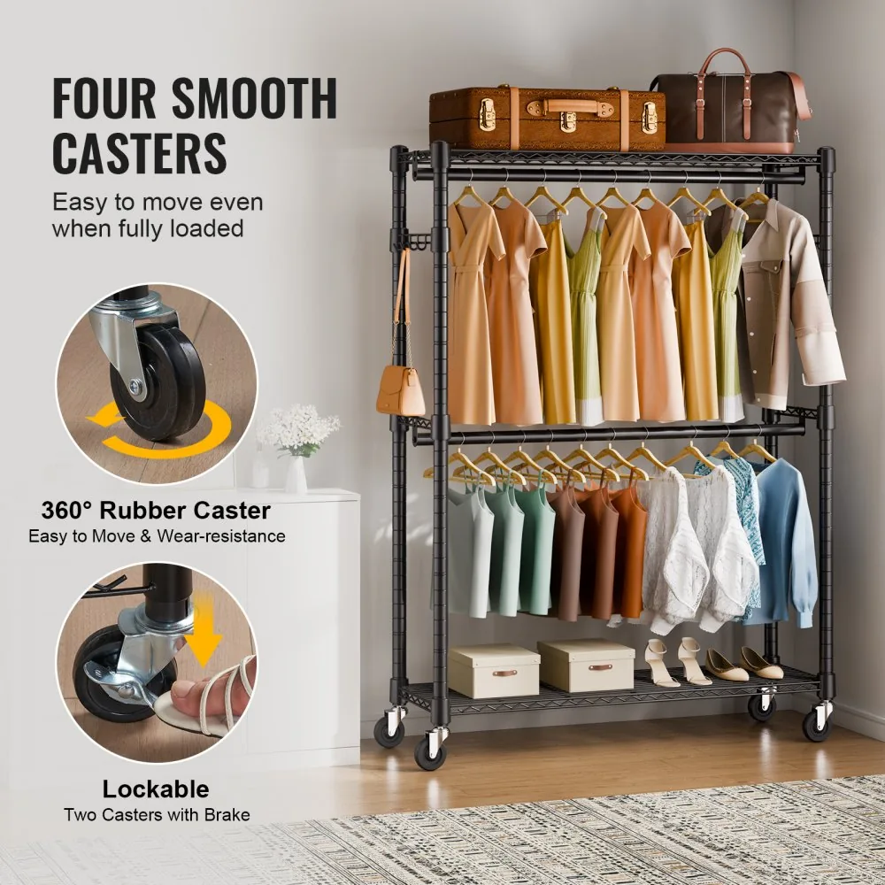VEVOR Heavy Duty Clothes Rack 2 hanging and 3 layers 45.7 in product image 4