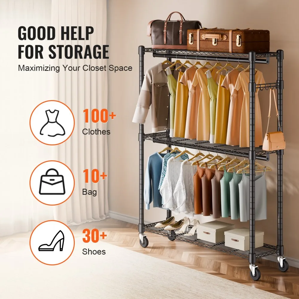 VEVOR Heavy Duty Clothes Rack 2 hanging and 3 layers 45.7 in product image 5