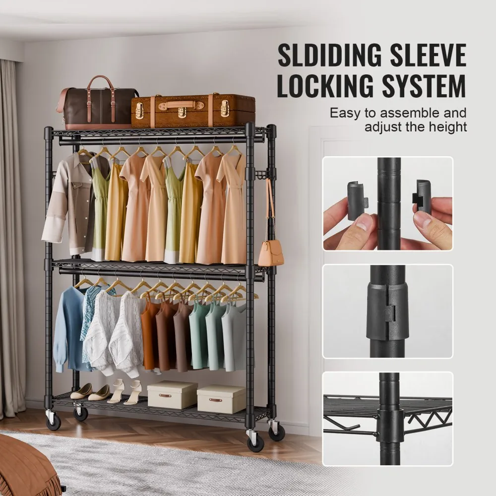 VEVOR Heavy Duty Clothes Rack 2 hanging and 3 layers 45.7 in product image 6