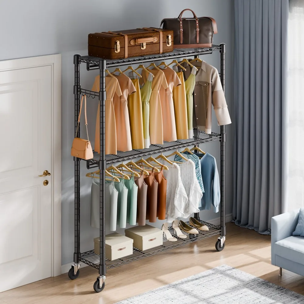 VEVOR Heavy Duty Clothes Rack 2 hanging and 3 layers 45.7 in product image 8