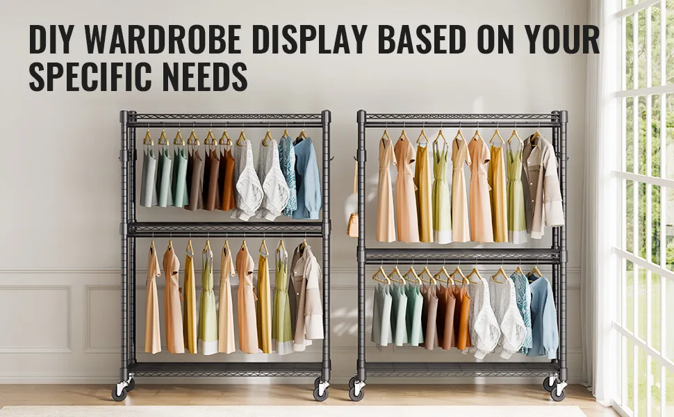 VEVOR Heavy Duty Clothes Rack 2 hanging and 3 layers 45.7 in feature 1