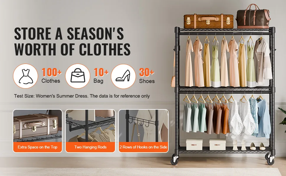 VEVOR Heavy Duty Clothes Rack 2 hanging and 3 layers 45.7 in feature 4