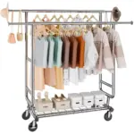VEVOR Heavy Duty Clothes Rack 2 hanging and 1 layer 50.5-75. product image 1