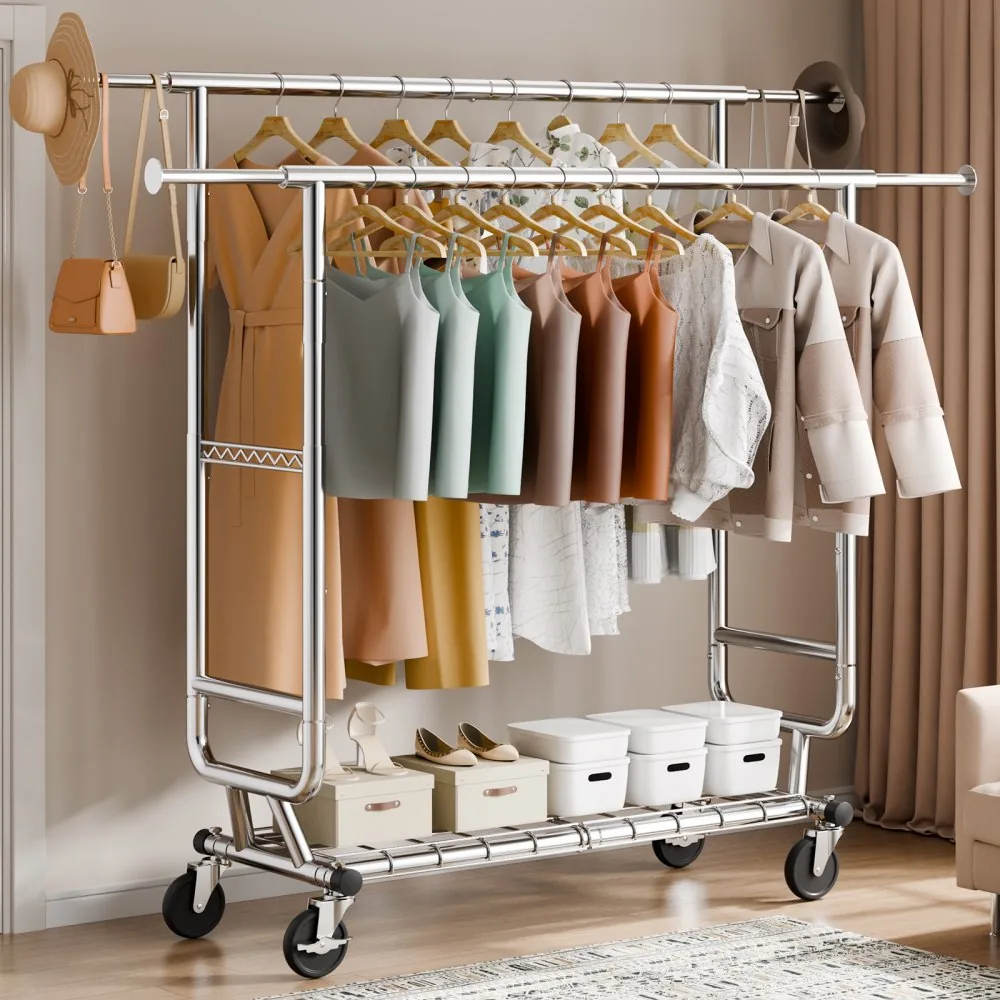 VEVOR Heavy Duty Clothes Rack 2 hanging and 1 layer 50.5-75. product image 8