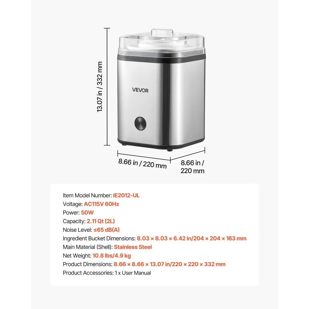 VEVOR Ice Cream Maker 2 qt product image 7