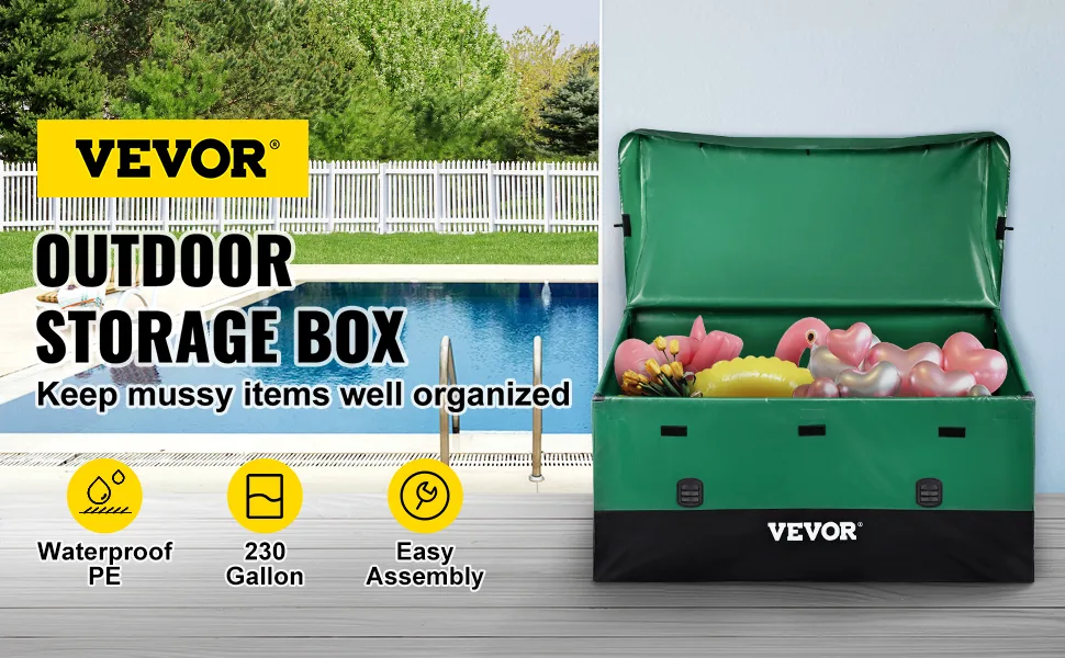 VEVOR Outdoor Storage Box Patio Deck Box 230 Gallon Waterpro overview
