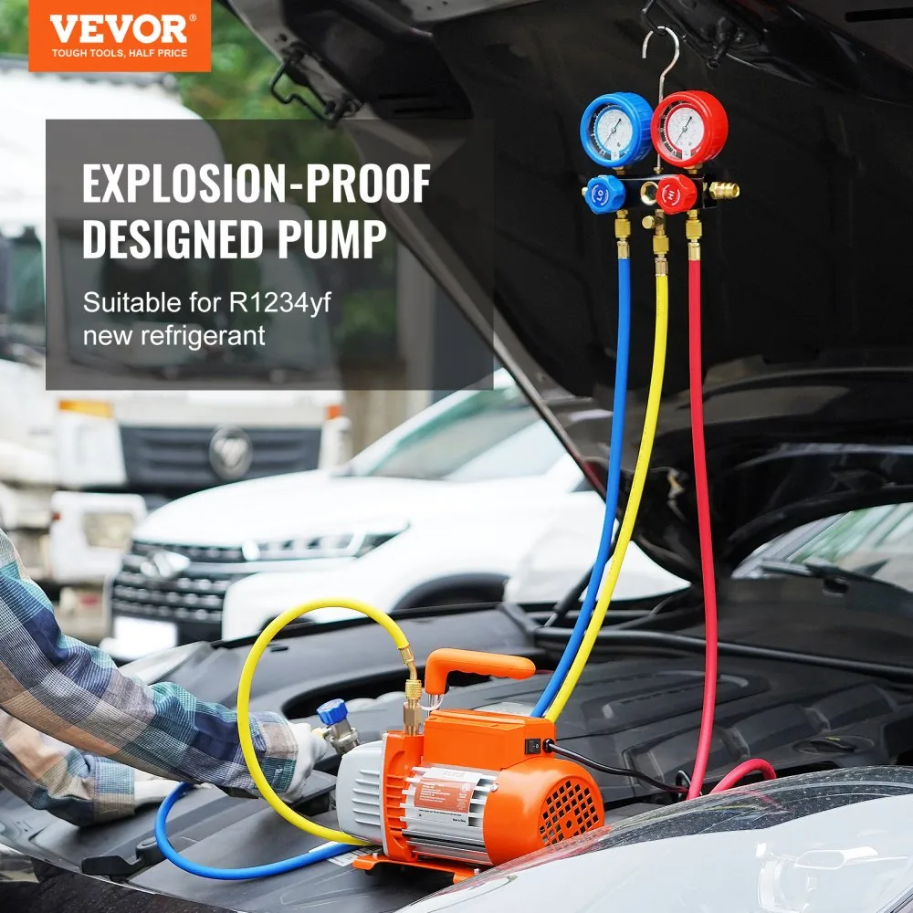 VEVOR 1/5 HP 3.5 CFM AC Vacuum Pump and Gauge Set Single Sta product image 2