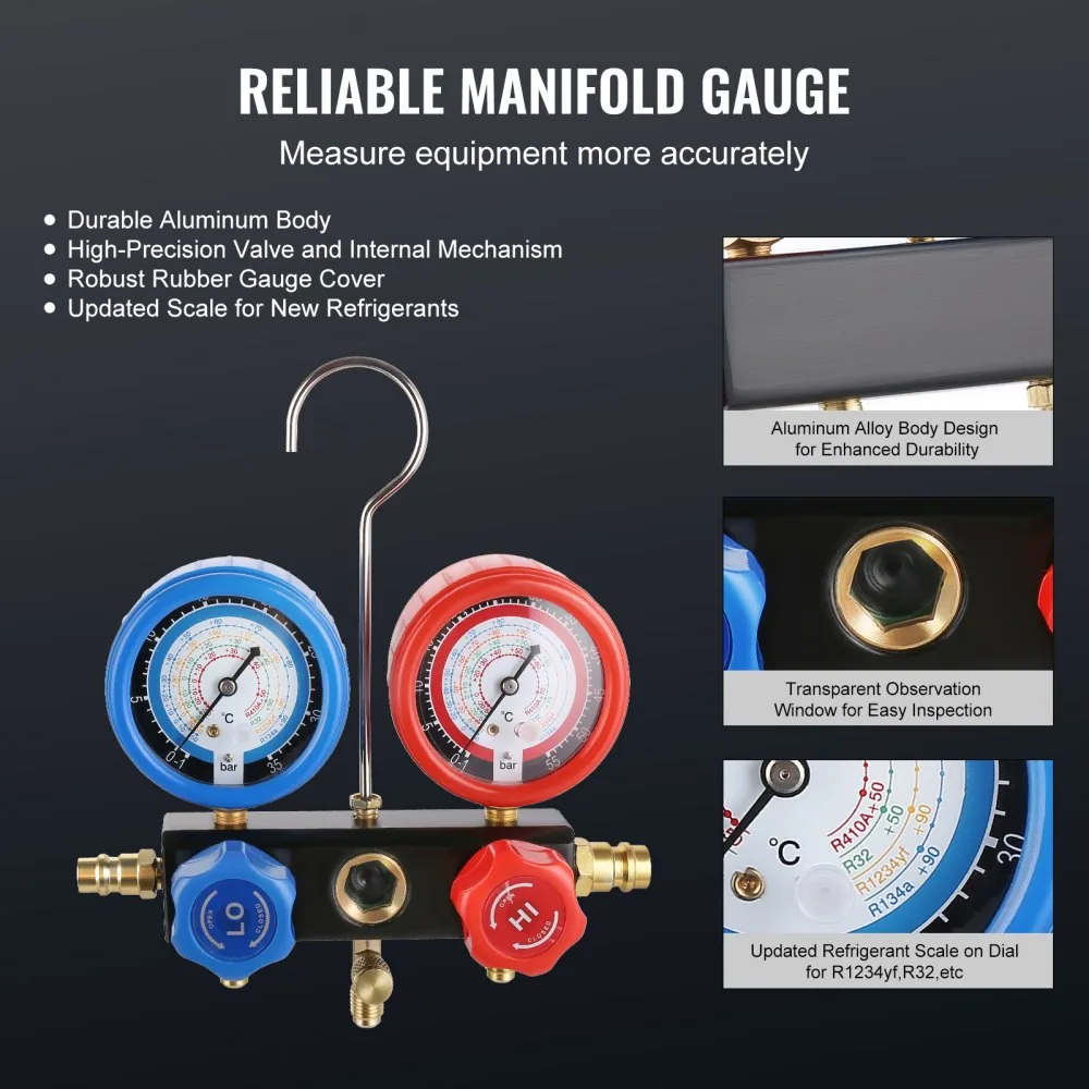 VEVOR 1/5 HP 3.5 CFM AC Vacuum Pump and Gauge Set Single Sta product image 4