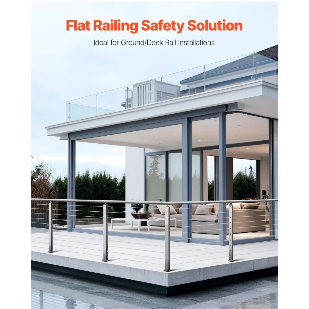 VEVOR cable railing post installed on deck
