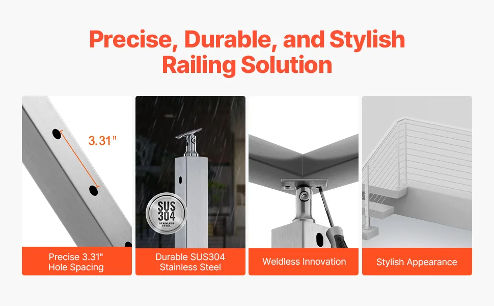 VEVOR cable railing post secure deck protection
