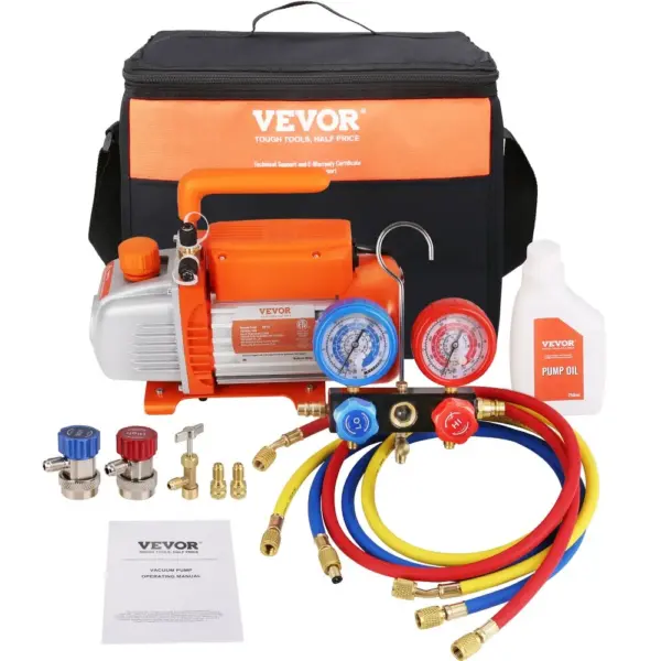 VEVOR 1/5 HP 3.5 CFM AC Vacuum Pump and Gauge Set Single Sta product image 1