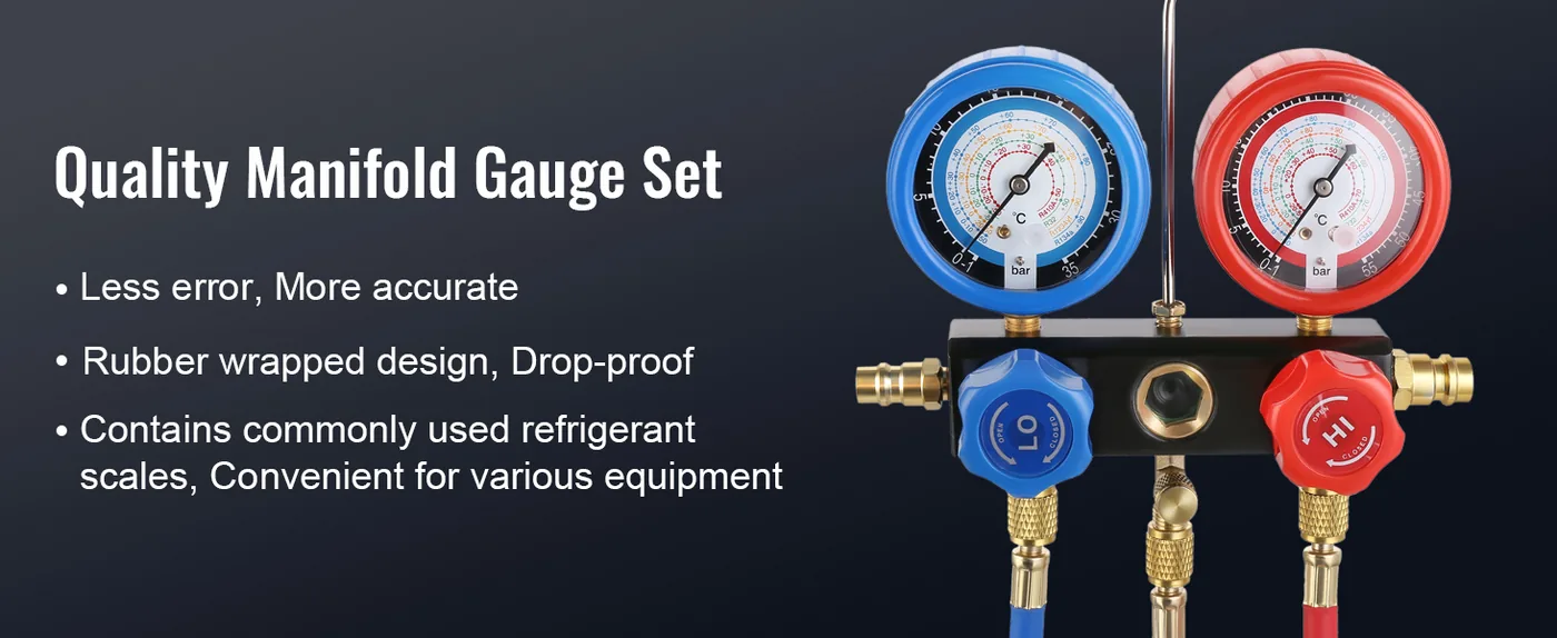 VEVOR 1/4 HP 4 CFM AC Vacuum Pump and Gauge Set Single Stage Accurate Measurement