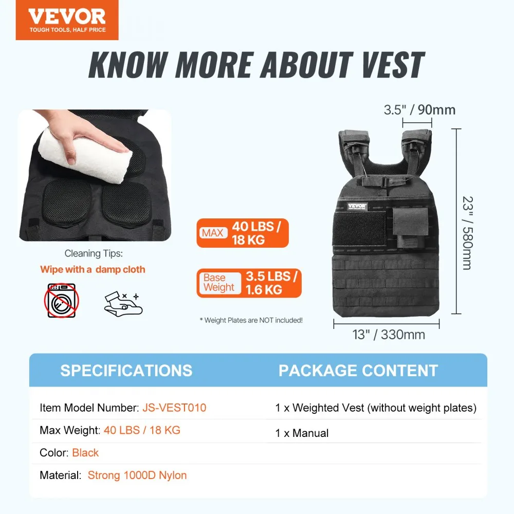 VEVOR Weighted Vest 40 lbs Yes product image 7