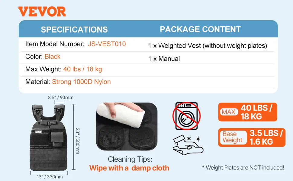 VEVOR Weighted Vest 40 lbs Yes feature 5