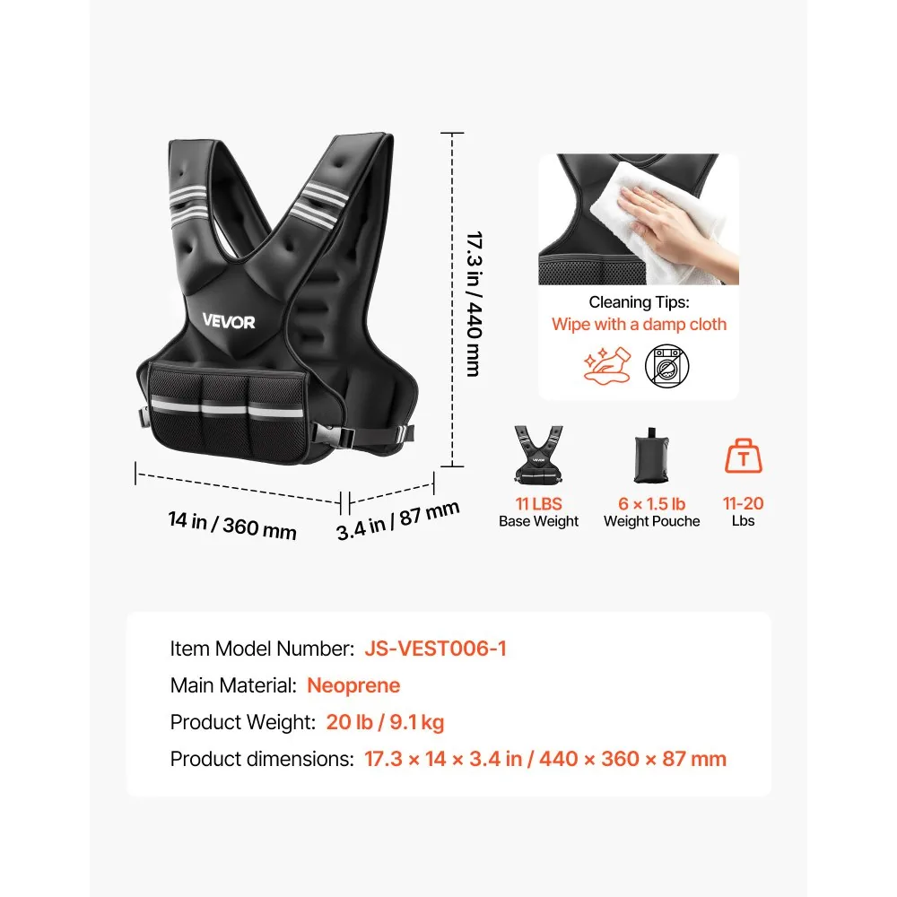 VEVOR Adjustable Weighted Vest 20 lbs Yes product image 7