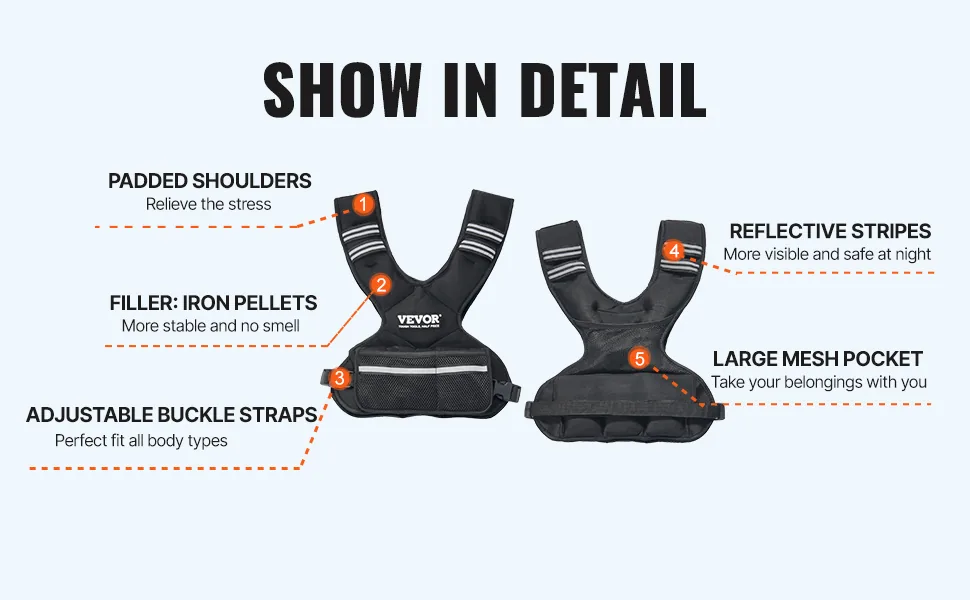 VEVOR Adjustable Weighted Vest 20 lbs Yes feature 1