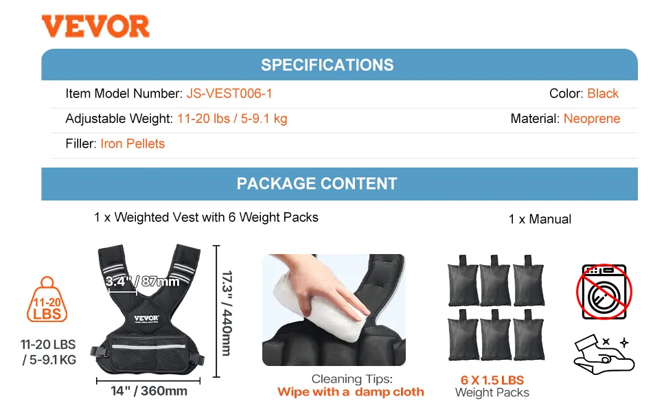 VEVOR Adjustable Weighted Vest 20 lbs Yes feature 4