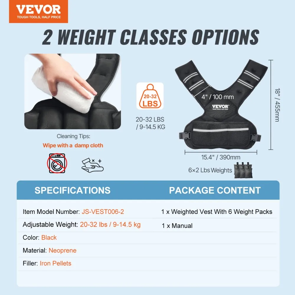 VEVOR Adjustable Weighted Vest 32 lbs Yes product image 7