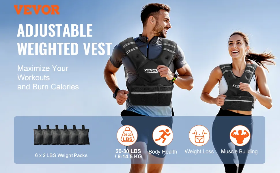VEVOR Adjustable Weighted Vest 32 lbs Yes overview