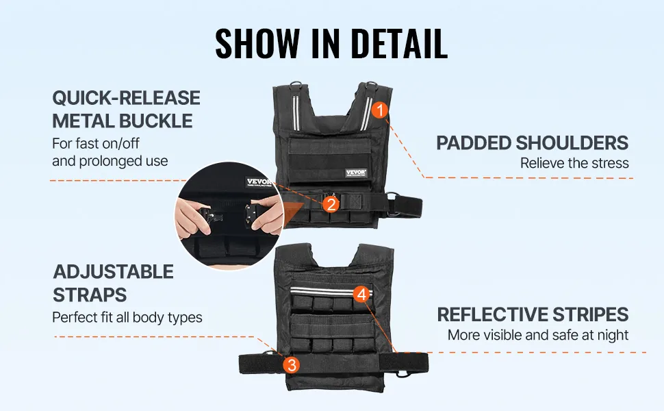 VEVOR Adjustable Weighted Vest 35 lbs Yes feature 2