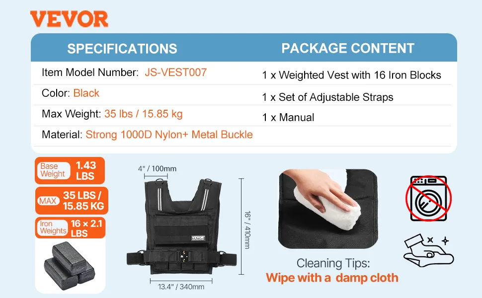VEVOR Adjustable Weighted Vest 35 lbs Yes feature 5